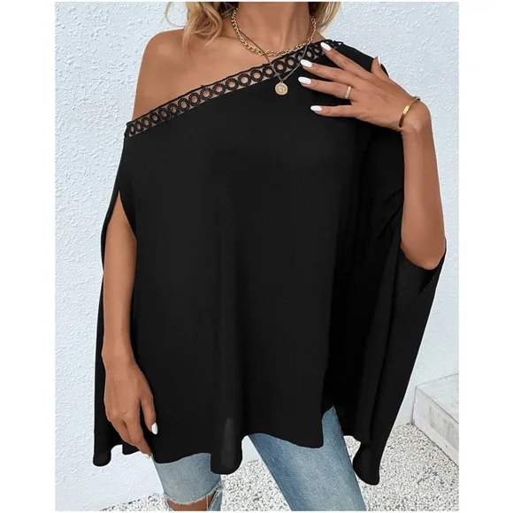 Black One Shoulder Blouse - Picture 5 of 6